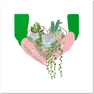 Green fingers succulent terrarium Posters and Art